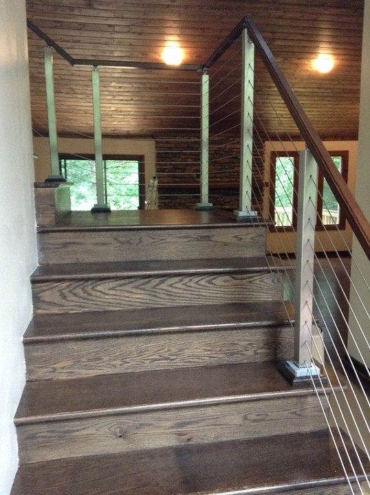 cable rail with tongue and groove ceiling